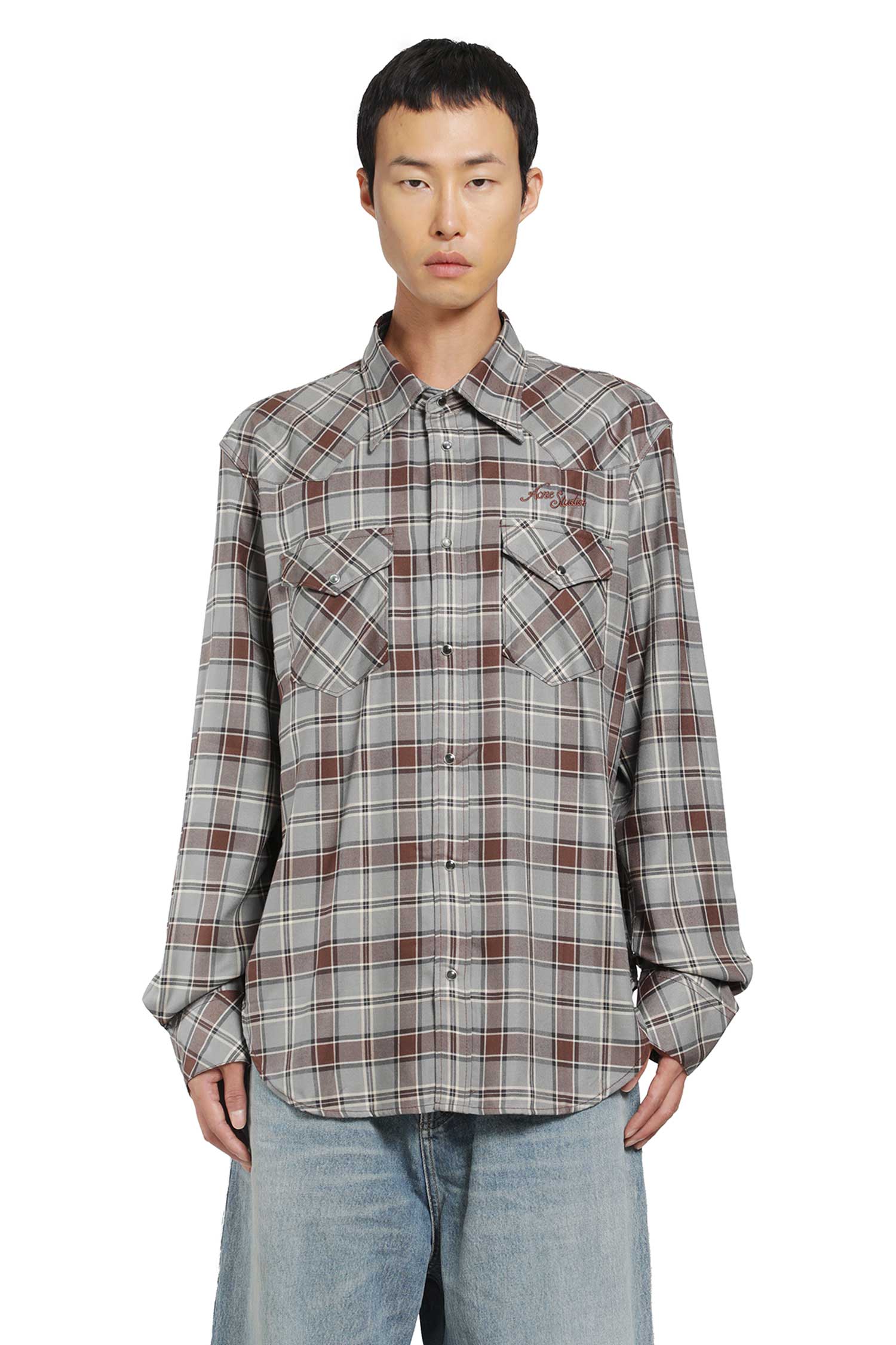 ACNE STUDIOS Flannel Check Button-Up Shirt, view 2
