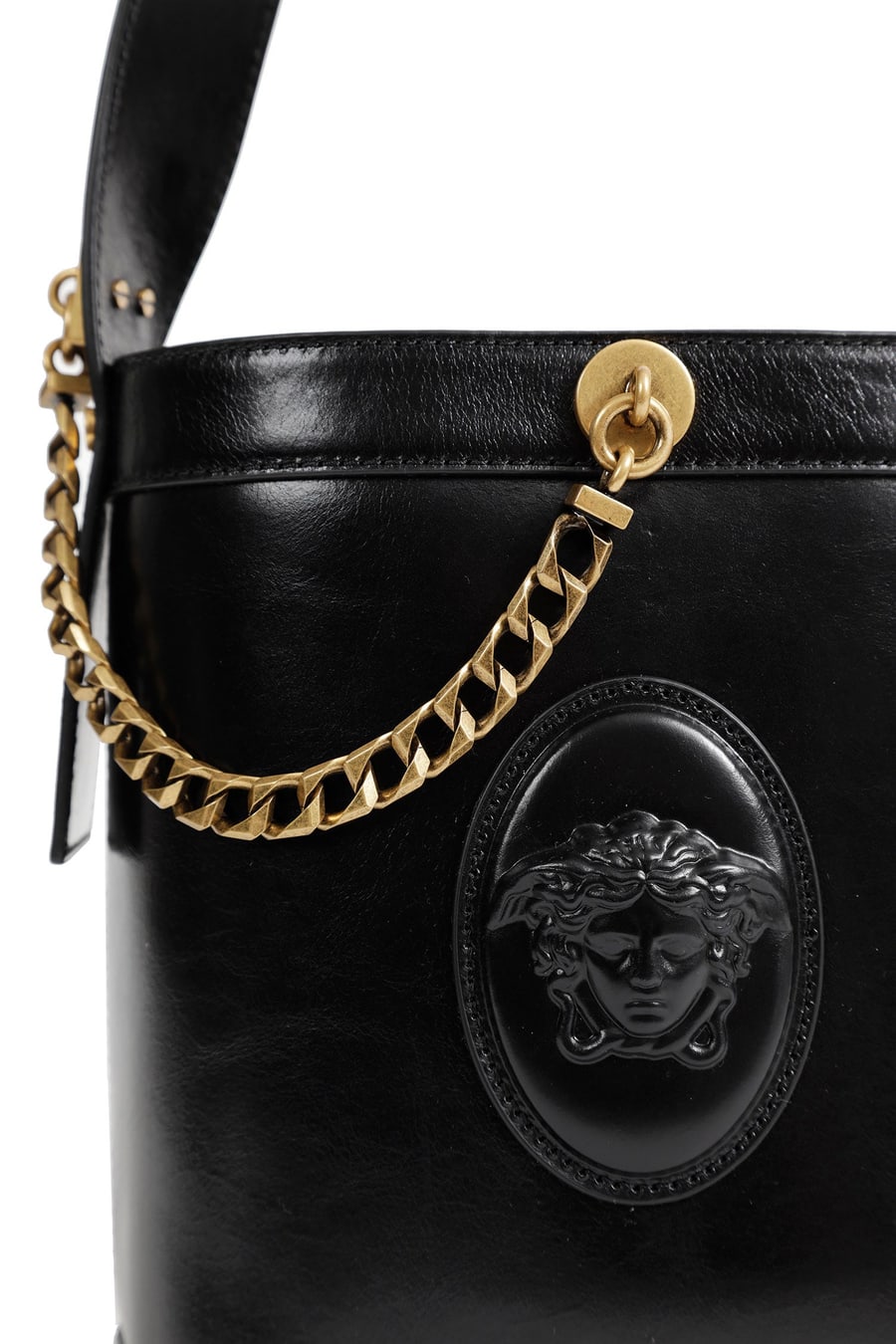 Versace Pivot Mini Leather Buket Bag, view 4