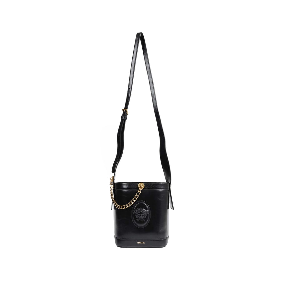 Versace Pivot Mini Leather Buket Bag, view 5