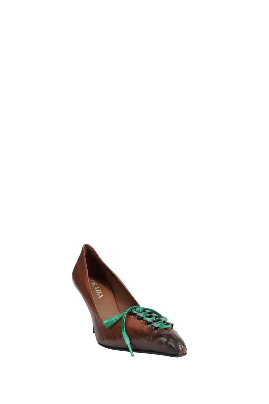 Prada Antiqued Leather Pumps, view 2