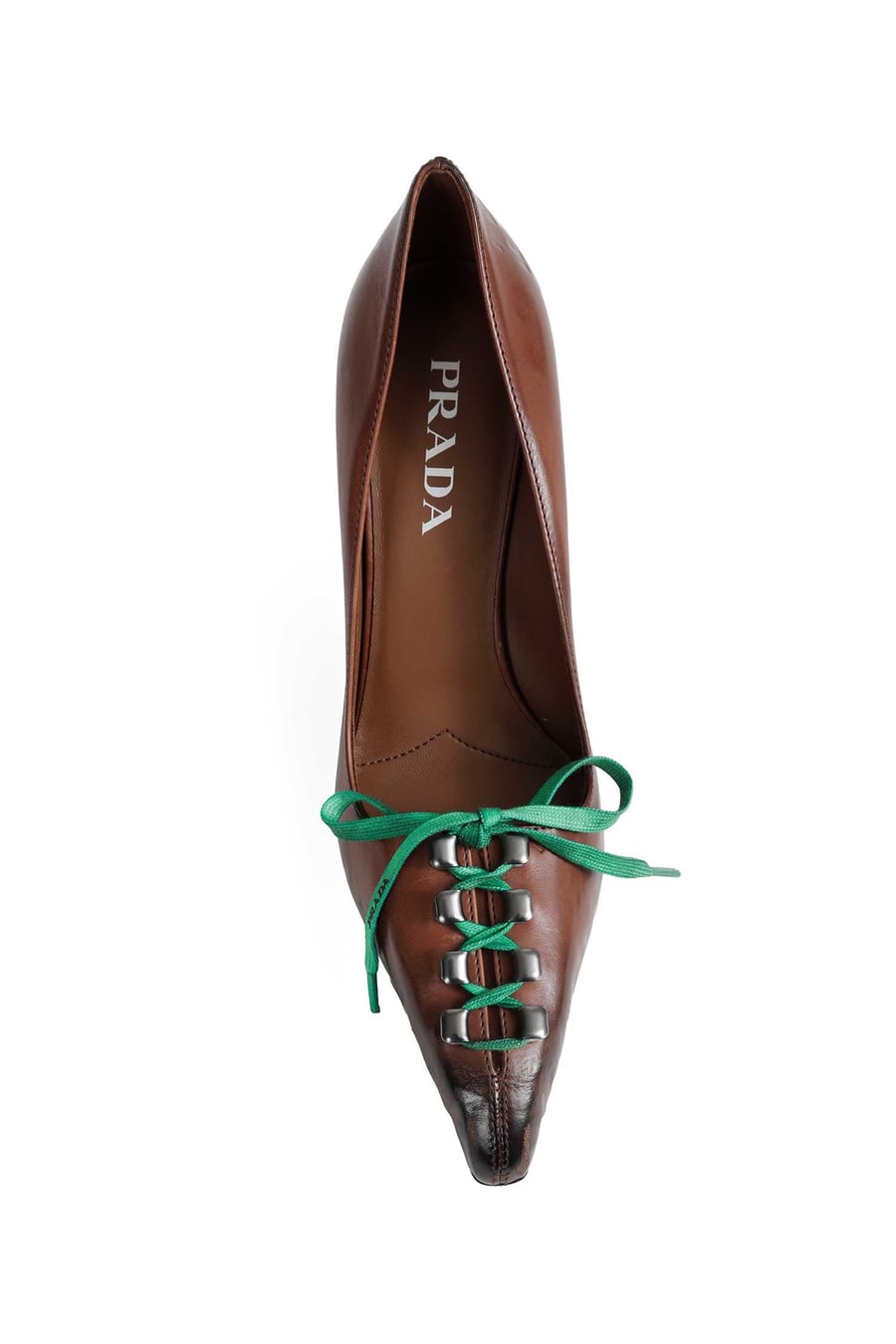 Prada Antiqued Leather Pumps, view 5