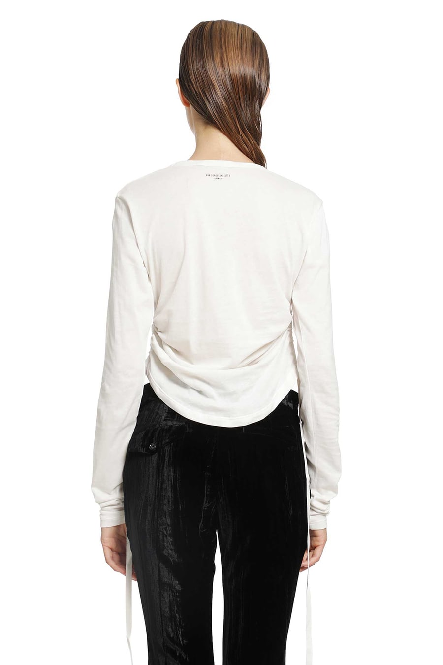 Ann Demeulemeester Dot Wrinkled Cropped Long Sleeve Top, view 4
