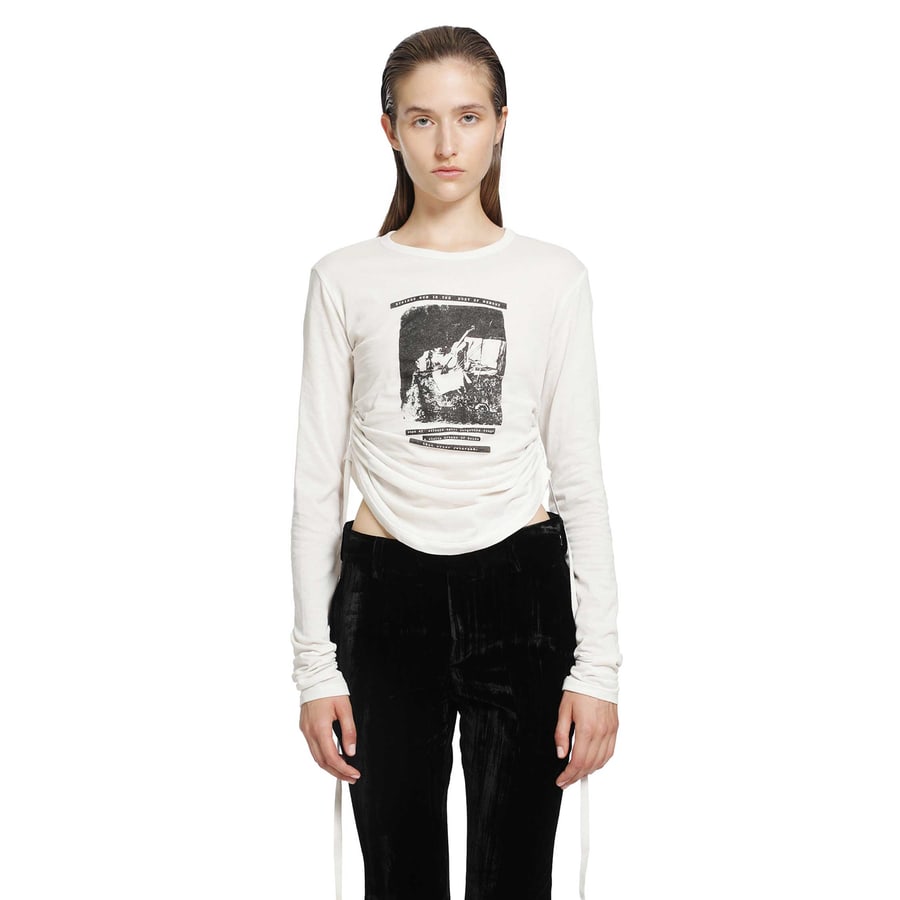 Ann Demeulemeester Dot Wrinkled Cropped Long Sleeve Top, view 7