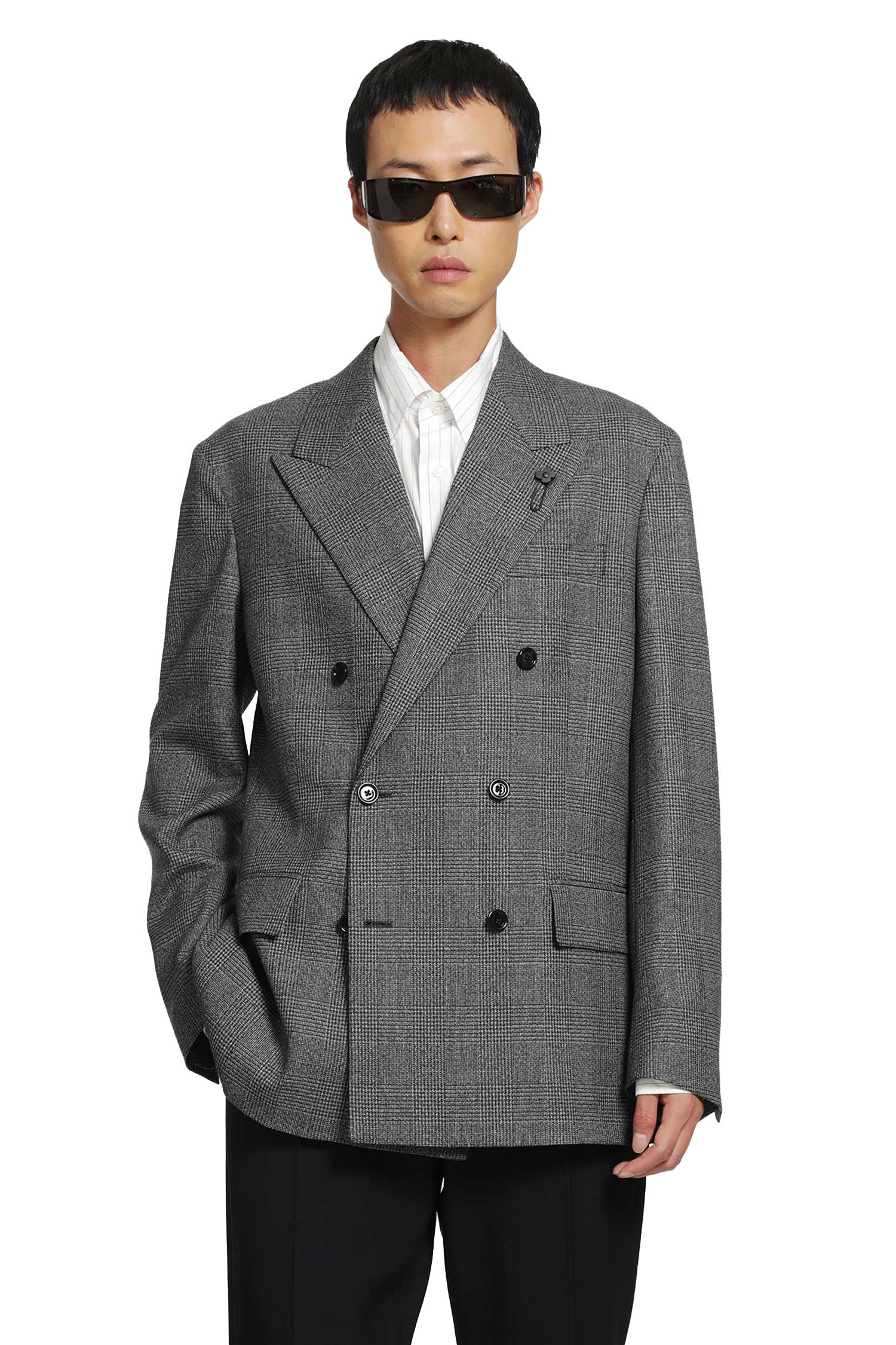 LARDINI Prince of Wales Double-Breasted Blazer