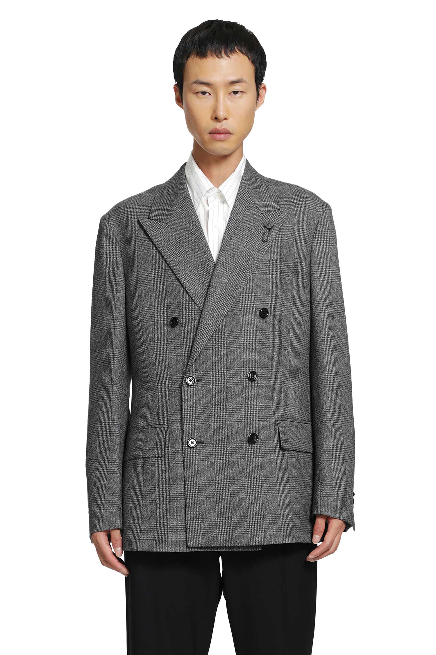 LARDINI Prince of Wales Double-Breasted Blazer, view 2