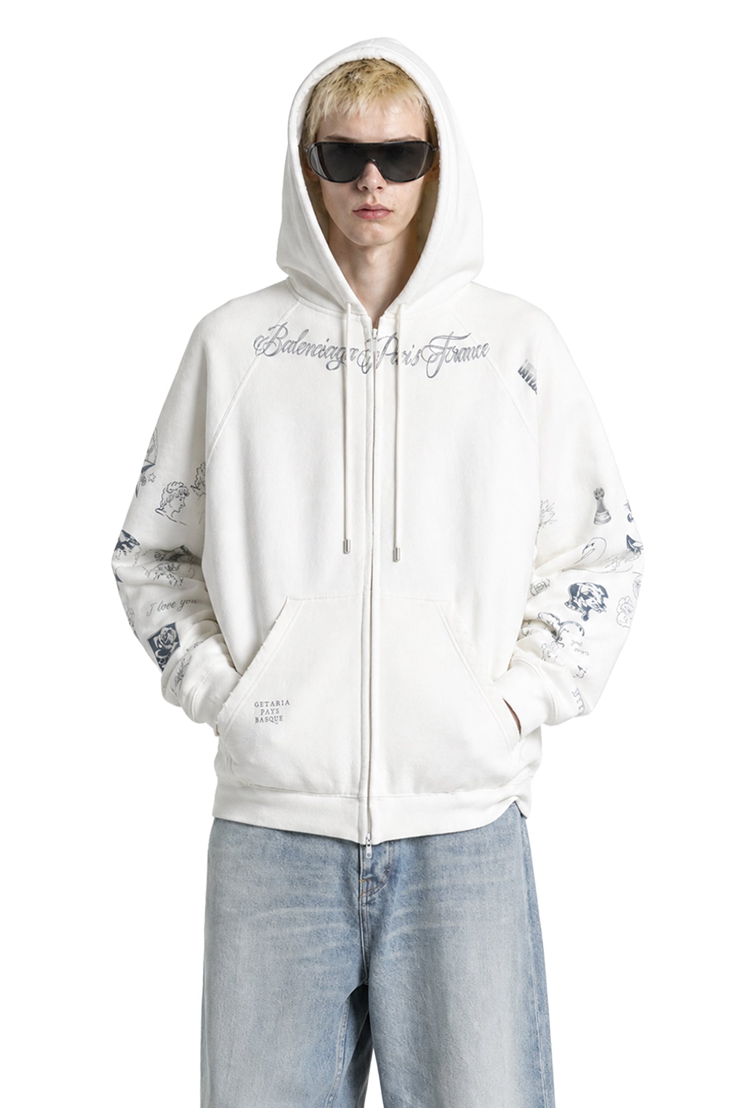Balenciaga Classic Ink Zip-Up Hoodie