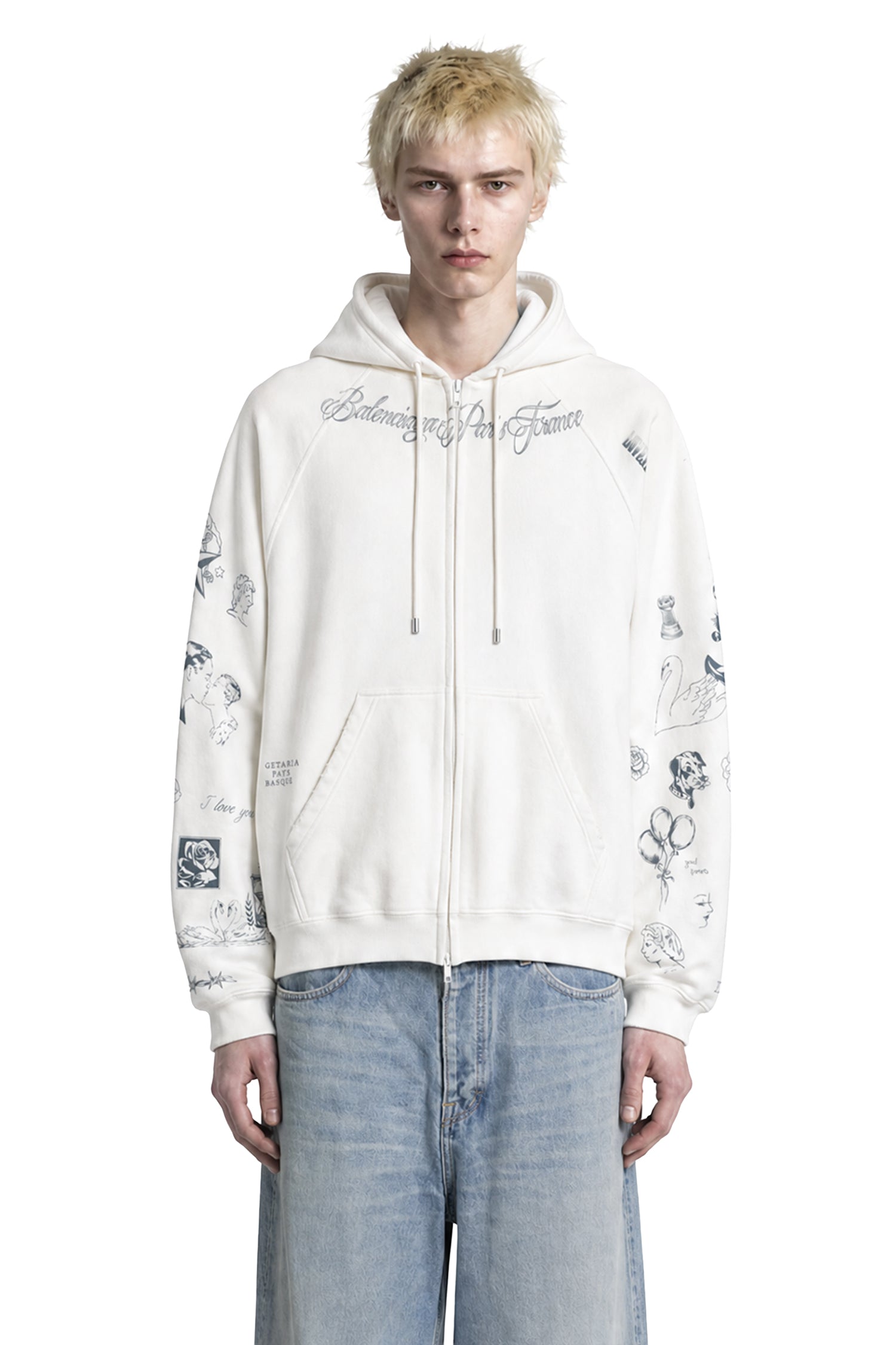 Balenciaga Classic Ink Zip-Up Hoodie, view 2