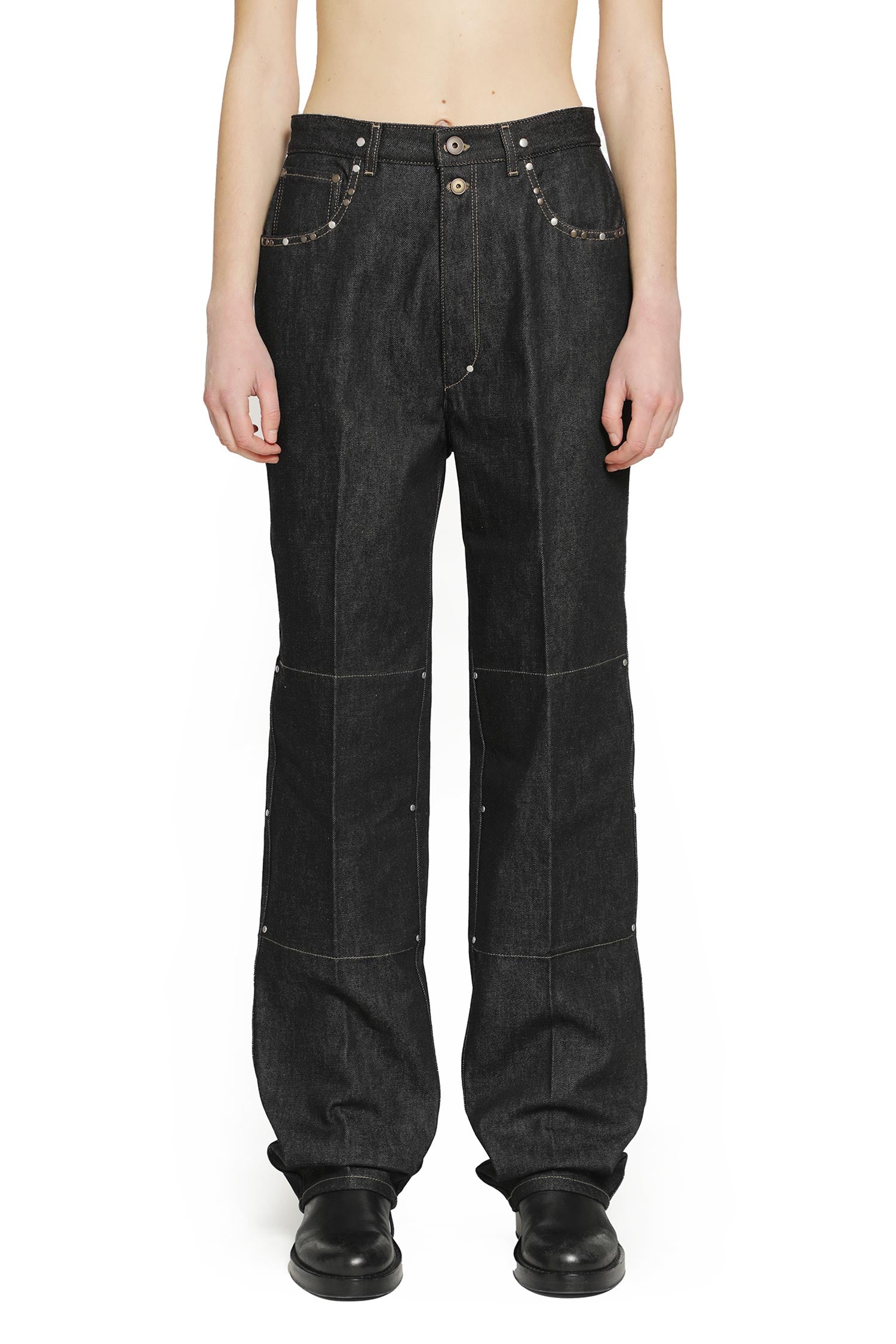 Lemaire High-Waisted Straight Pants with Studs, view 2