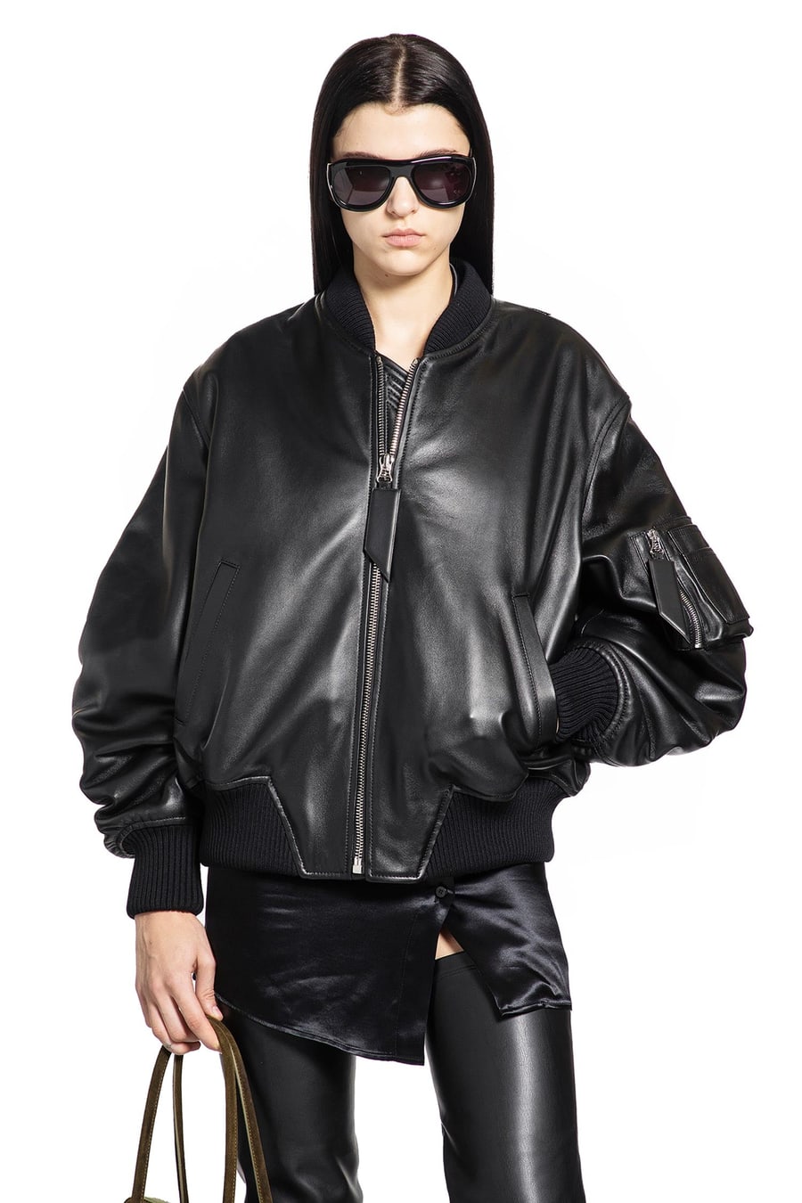 The Attico Leather Bomber Jacket