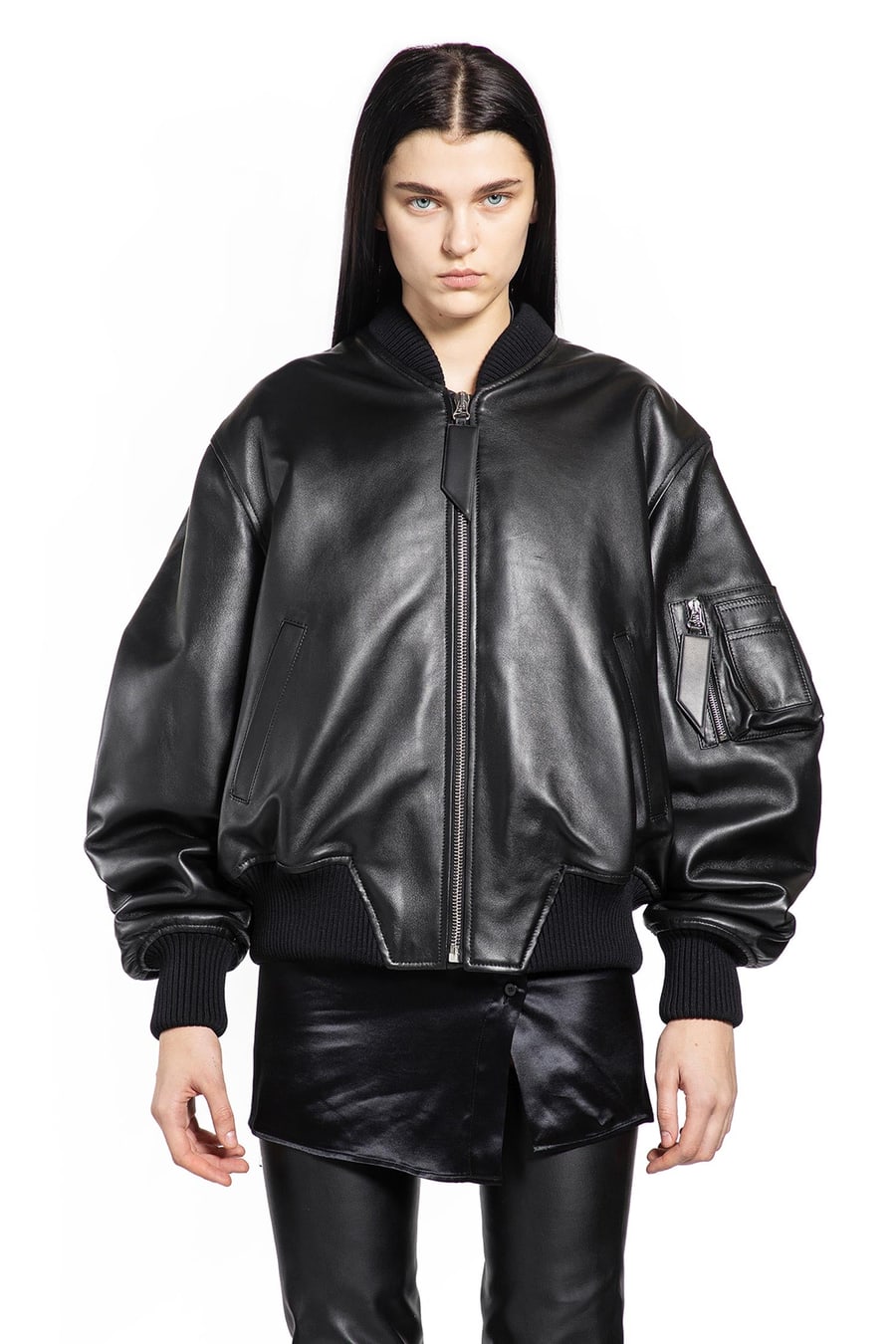 The Attico Leather Bomber Jacket, view 2