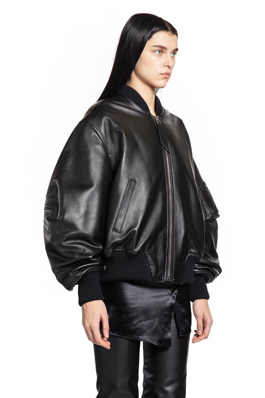 The Attico Leather Bomber Jacket, view 3