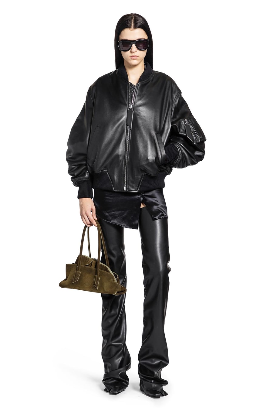 The Attico Leather Bomber Jacket, view 5