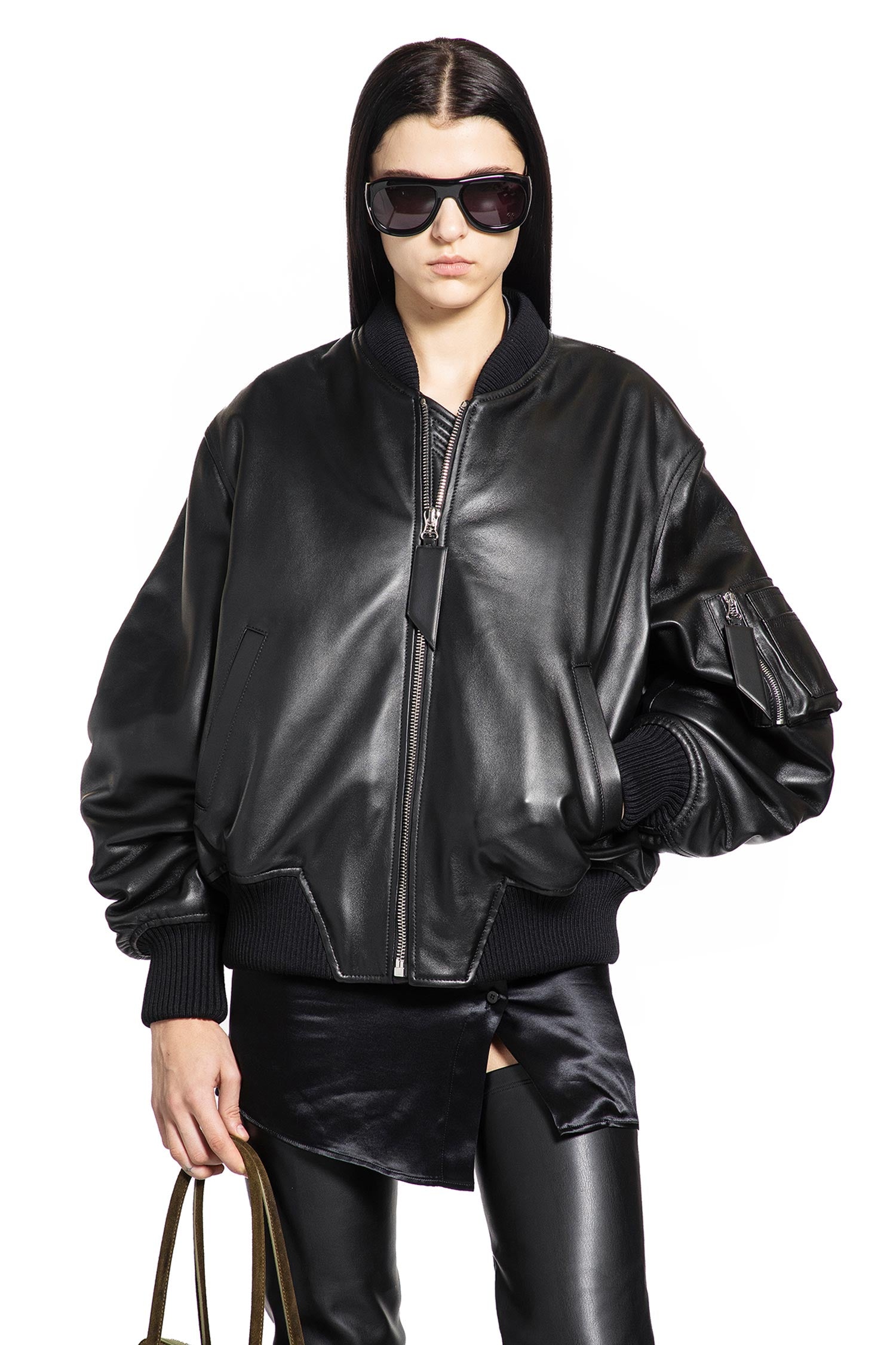 The Attico Leather Bomber Jacket