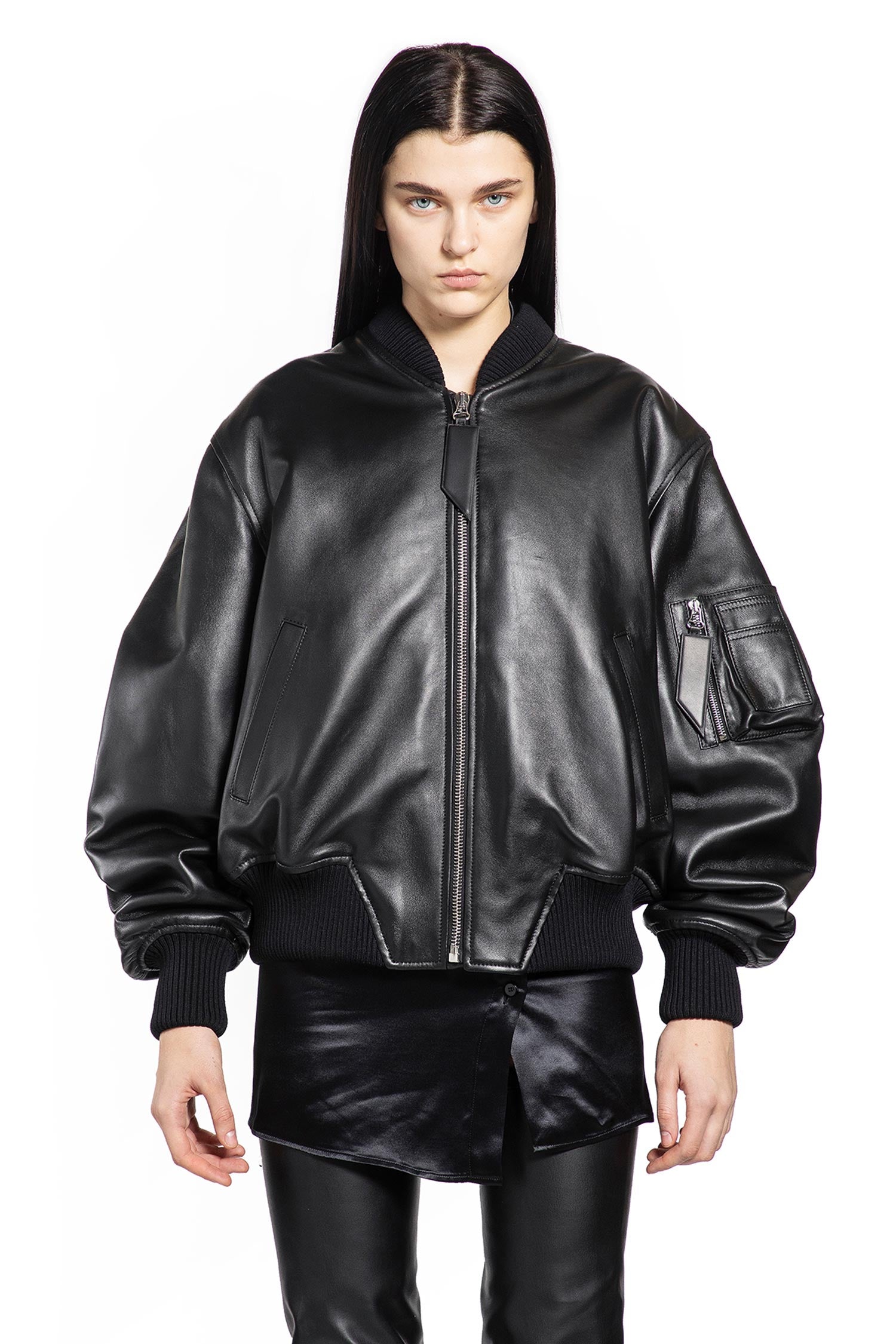 The Attico Leather Bomber Jacket, view 2
