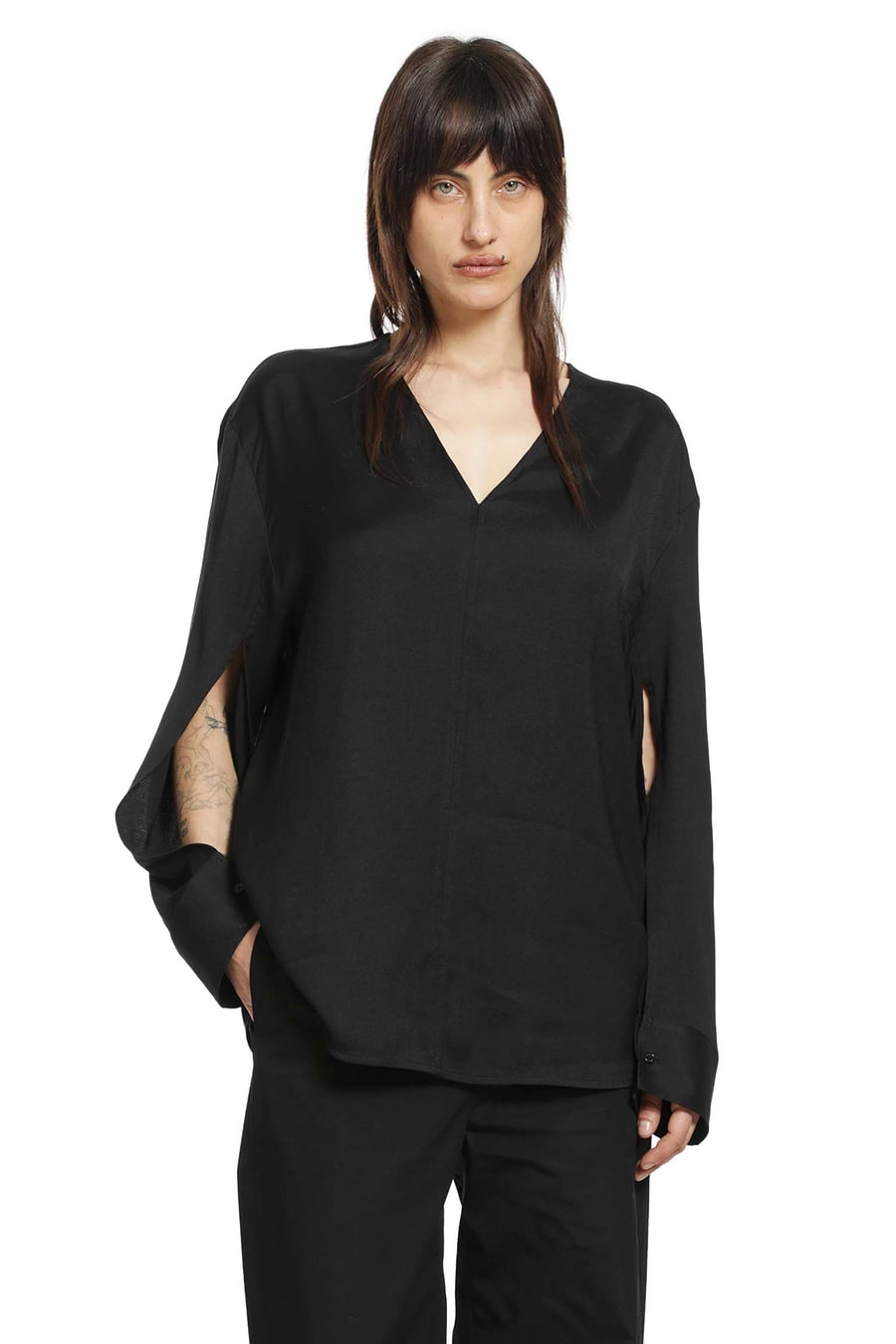 Toteme V-Neck Tweed Blouse