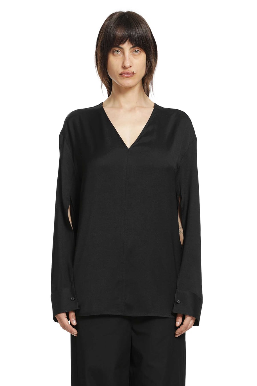 Toteme V-Neck Tweed Blouse, view 2