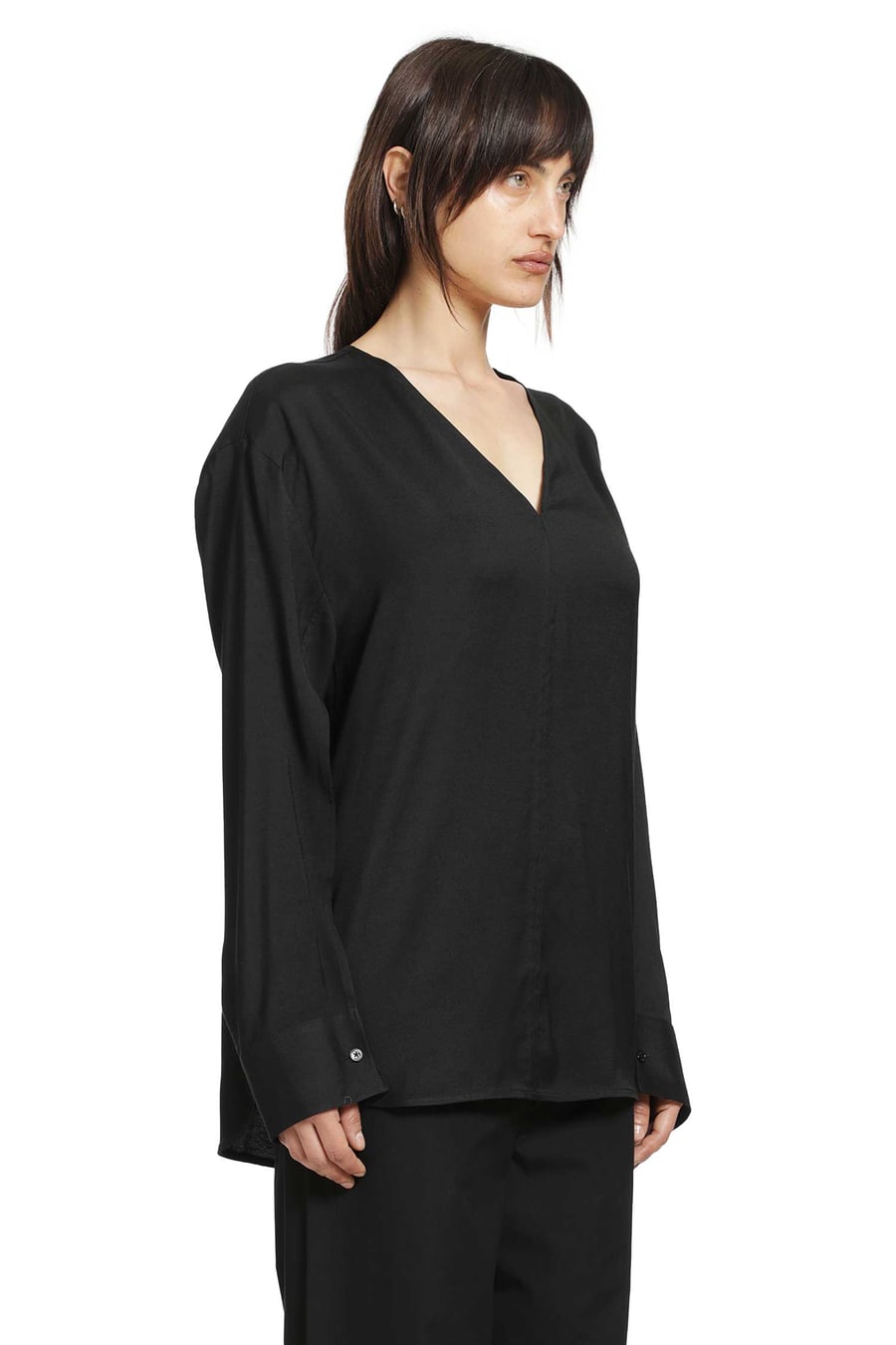Toteme V-Neck Tweed Blouse, view 3