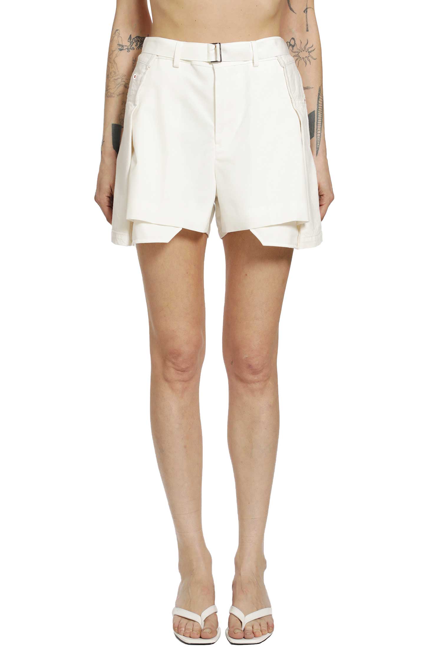 SACAI Wool Suiting x Denim Shorts, view 2