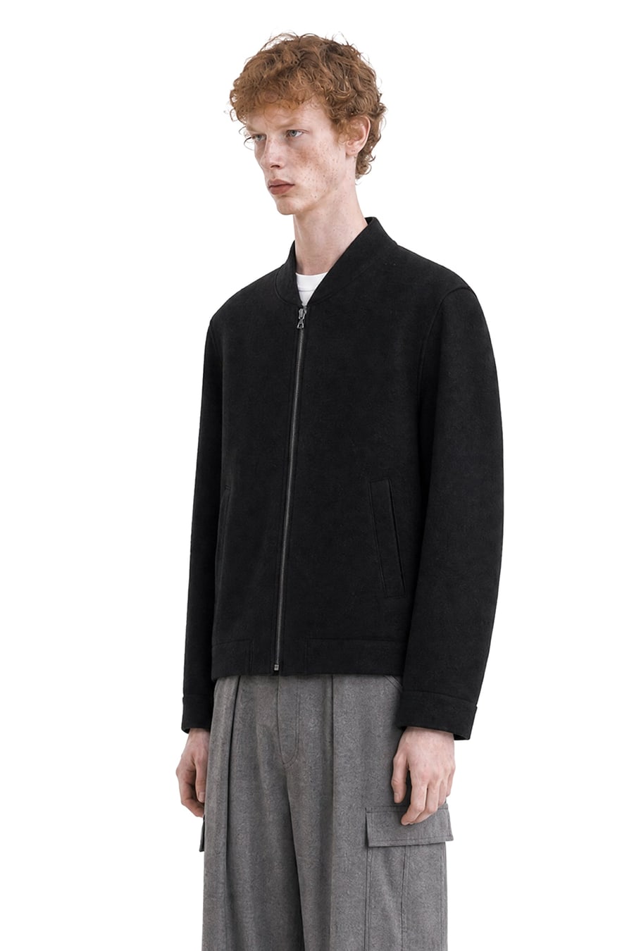 HARRIS WHARF LONDON Boiled Wool Bomber Jacket, view 3