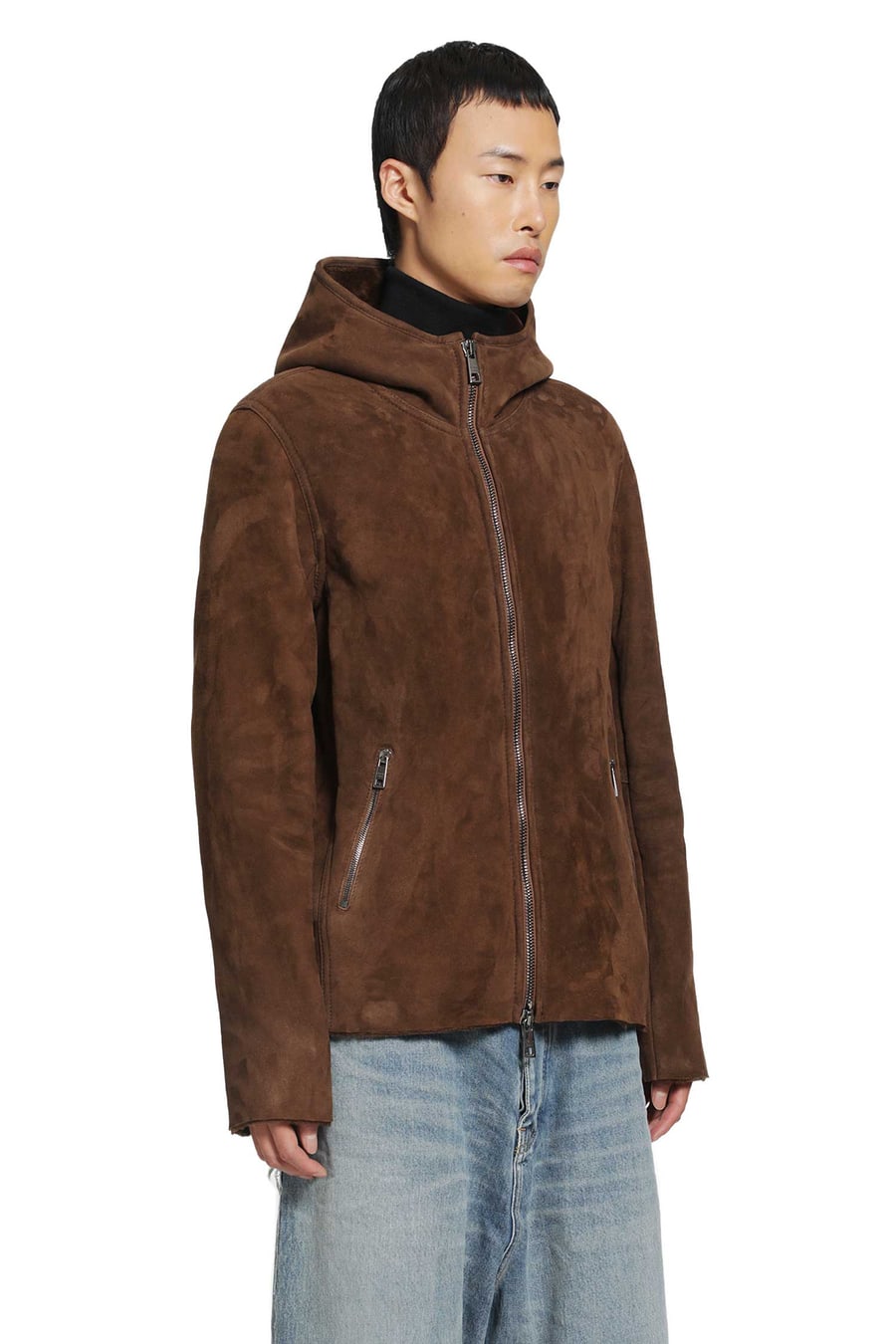 GIORGIO BRATO Hooded Suede Jacket, view 3