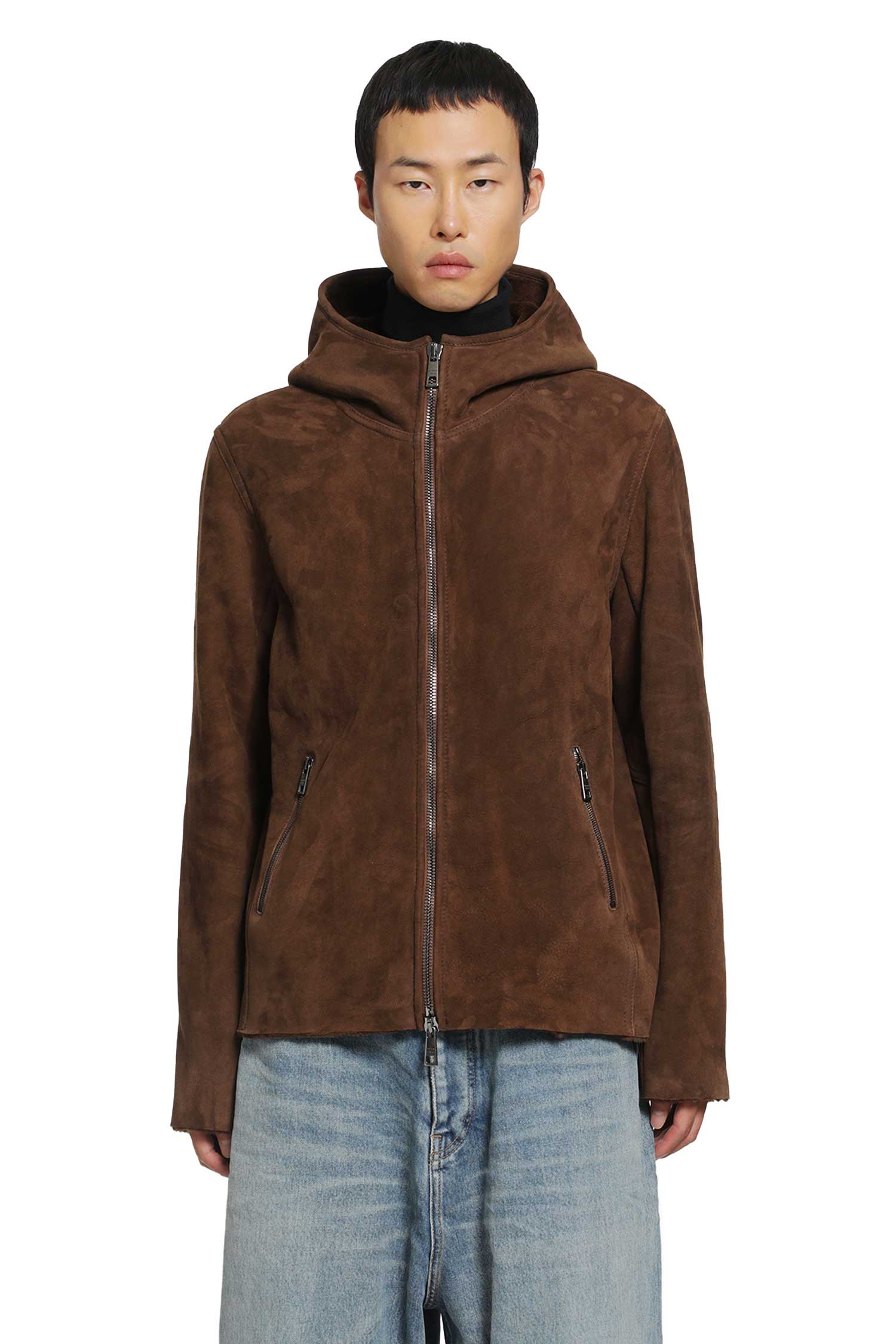 GIORGIO BRATO Hooded Suede Jacket, view 2