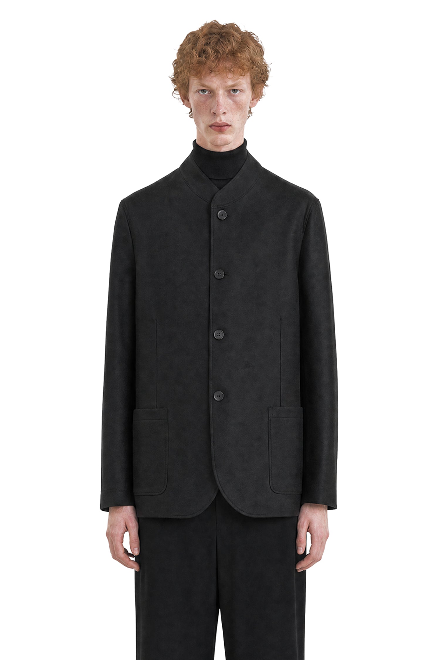 HARRIS WHARF LONDON Nehru Jacket in Light Pressed Wool