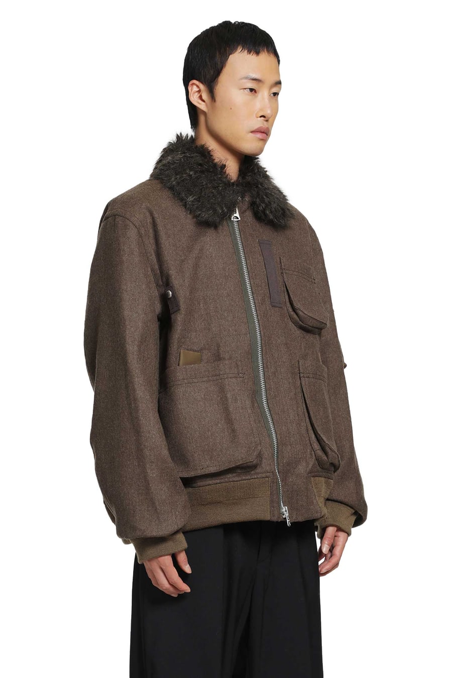 SACAI Wool Melton Blouson Jacket, view 2