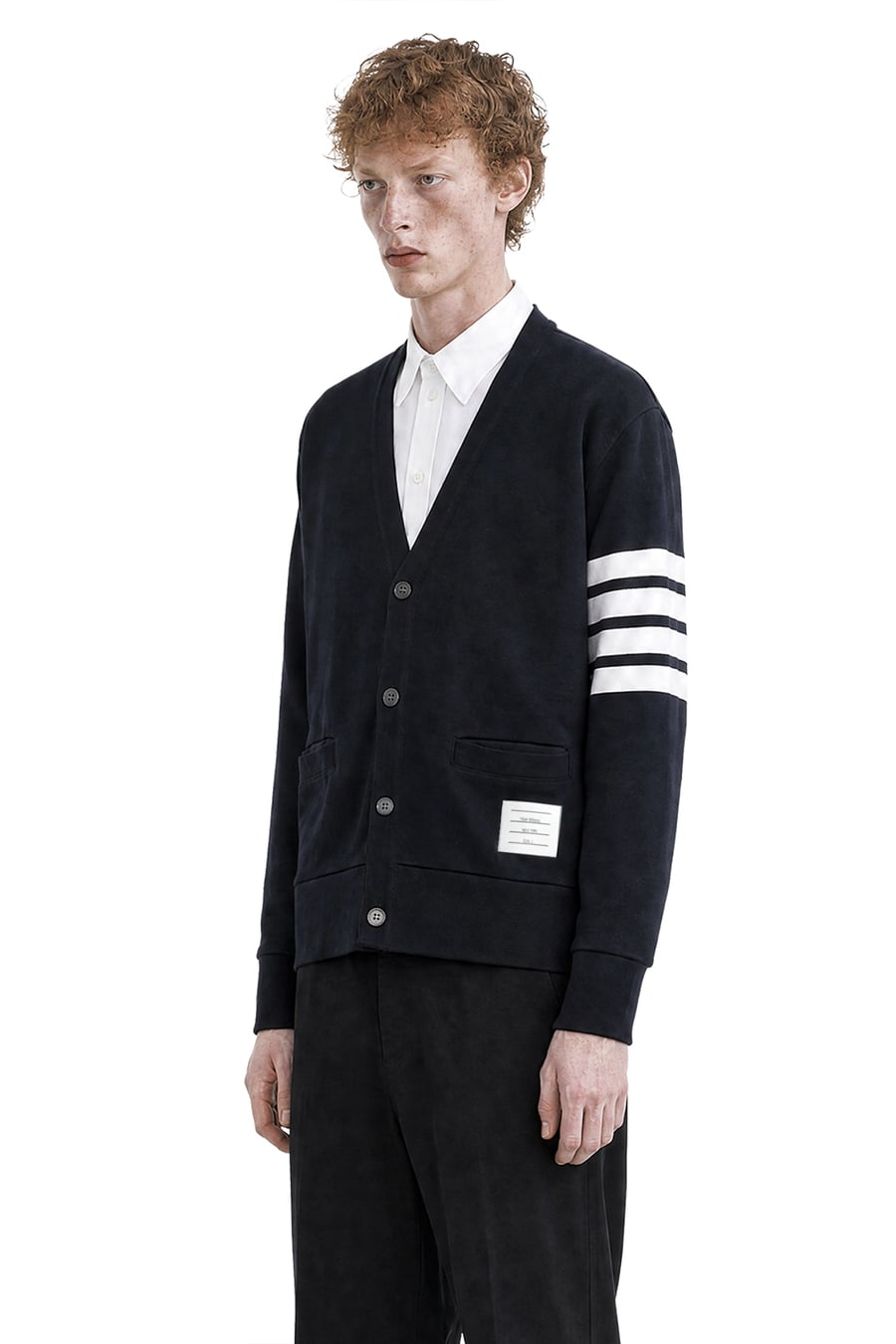 Thom Browne Loopback 4-Bar Boat Cardigan, view 3