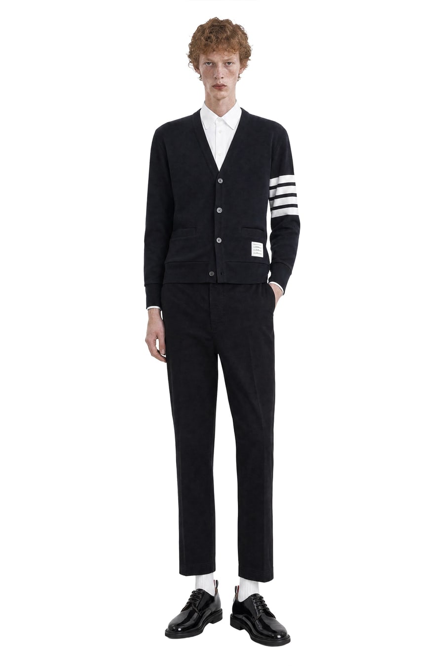 Thom Browne Loopback 4-Bar Boat Cardigan, view 5
