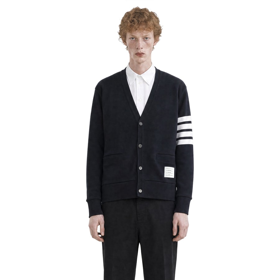 Thom Browne Loopback 4-Bar Boat Cardigan, view 6