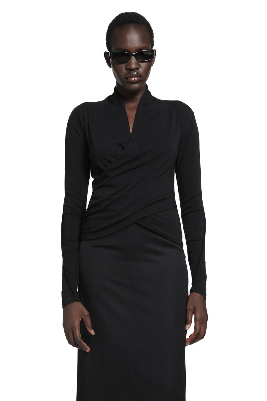 THOM KROM Stretch Cotton Modal Wrap Top