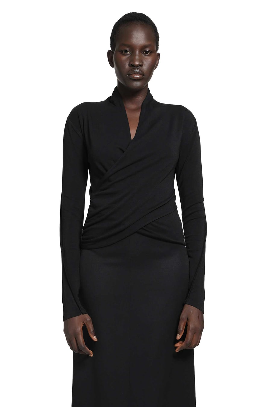 THOM KROM Stretch Cotton Modal Wrap Top, view 2