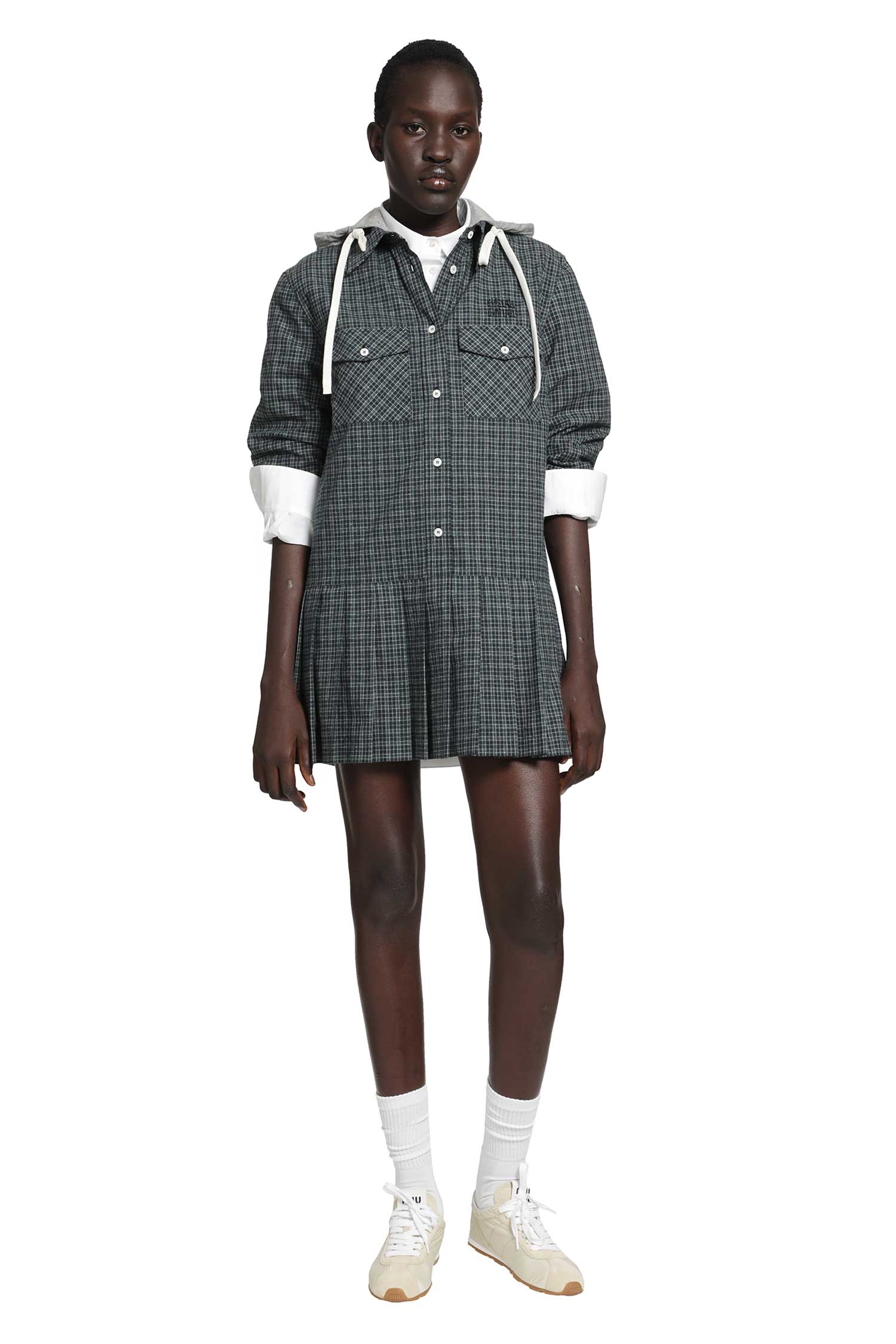 Miu Miu Check Flannel Shirt Mini Dress