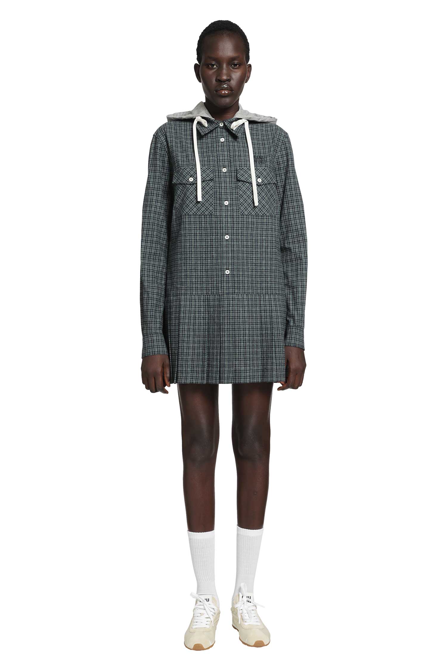 Miu Miu Check Flannel Shirt Mini Dress, view 2