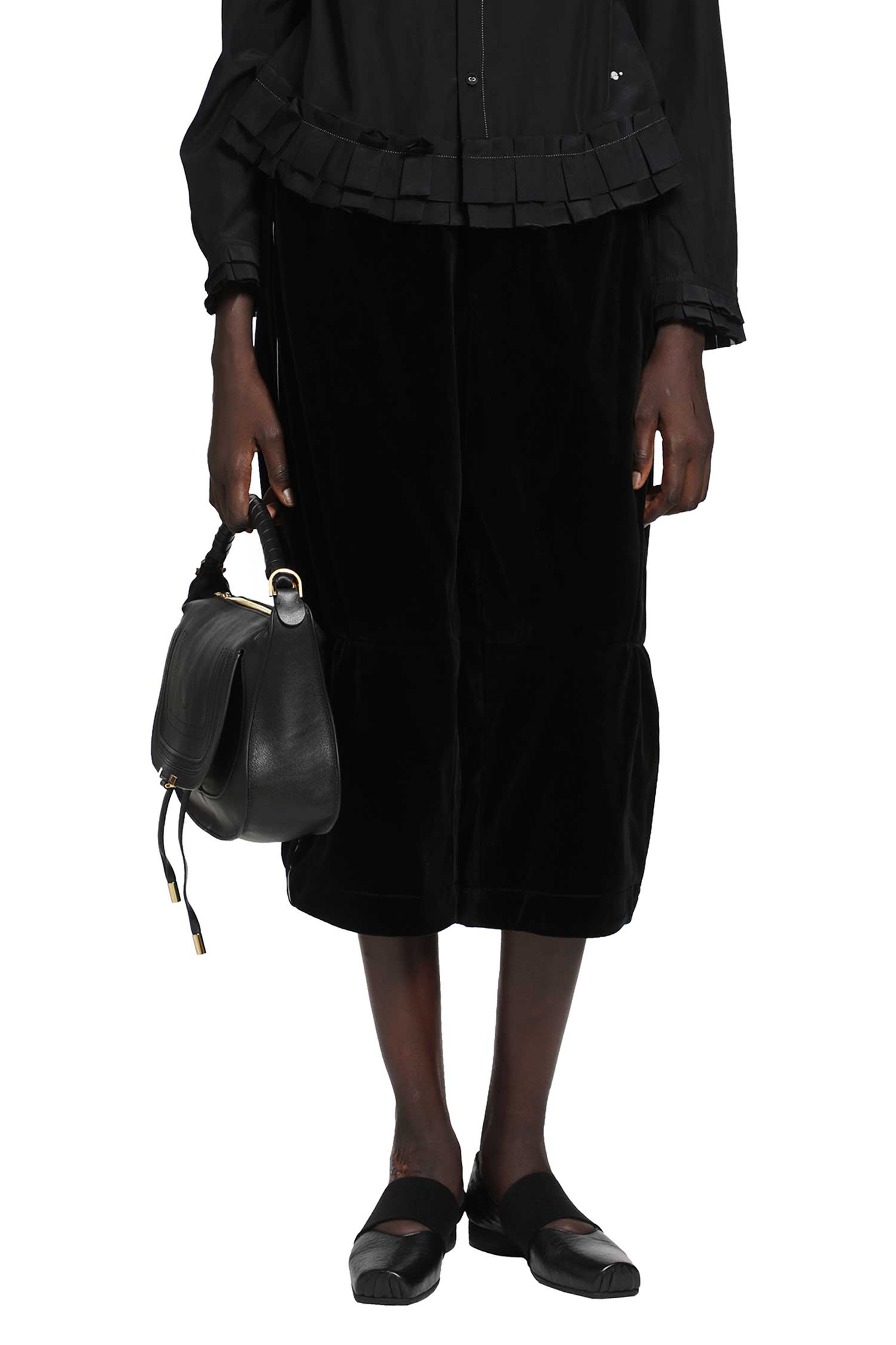 RENLI SU Cropped Velvet Trousers