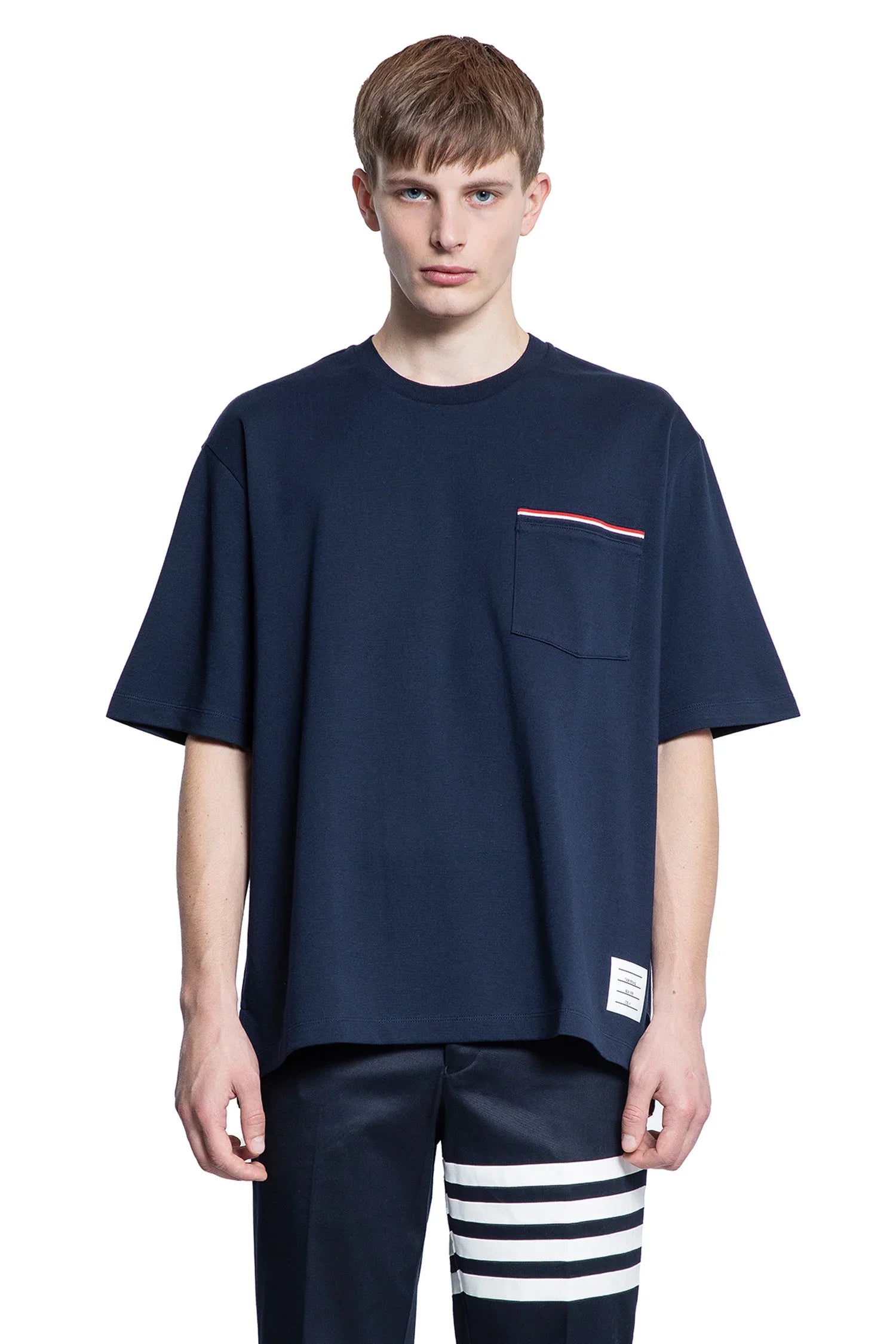 Thom Browne Milano Cotton Oevrsized Pocket Tee, view 2