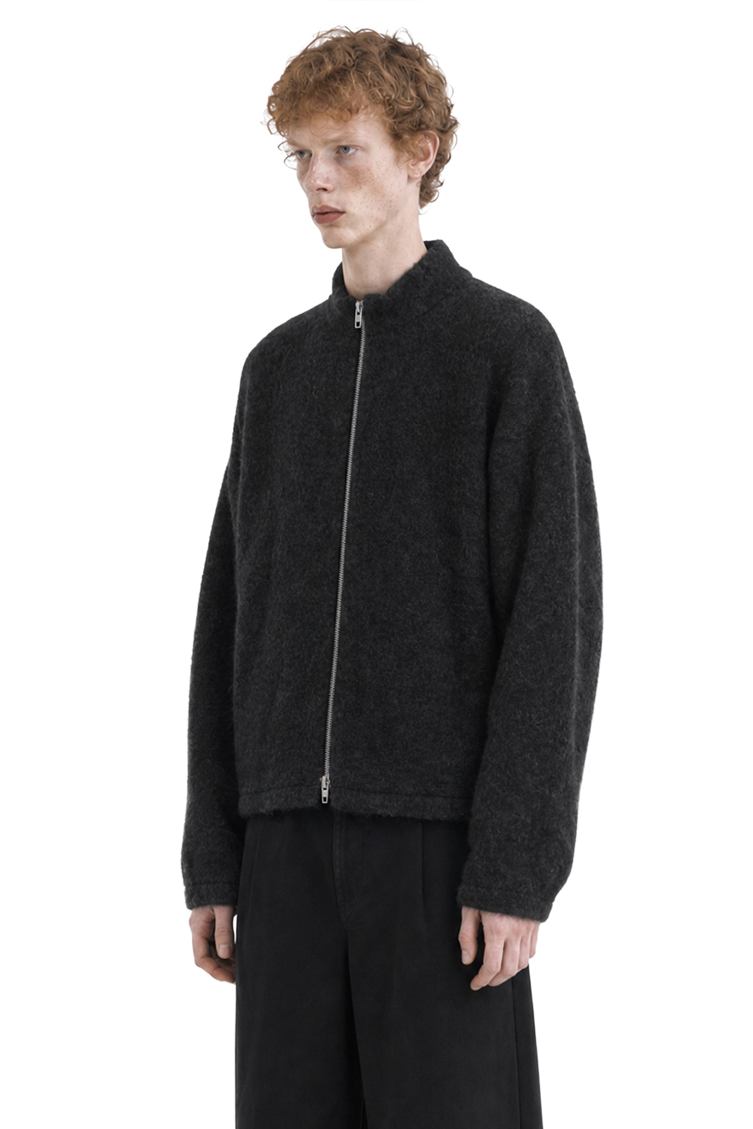 Jil Sander Wool Fleece Zip-Up Sweatshirt, view 2