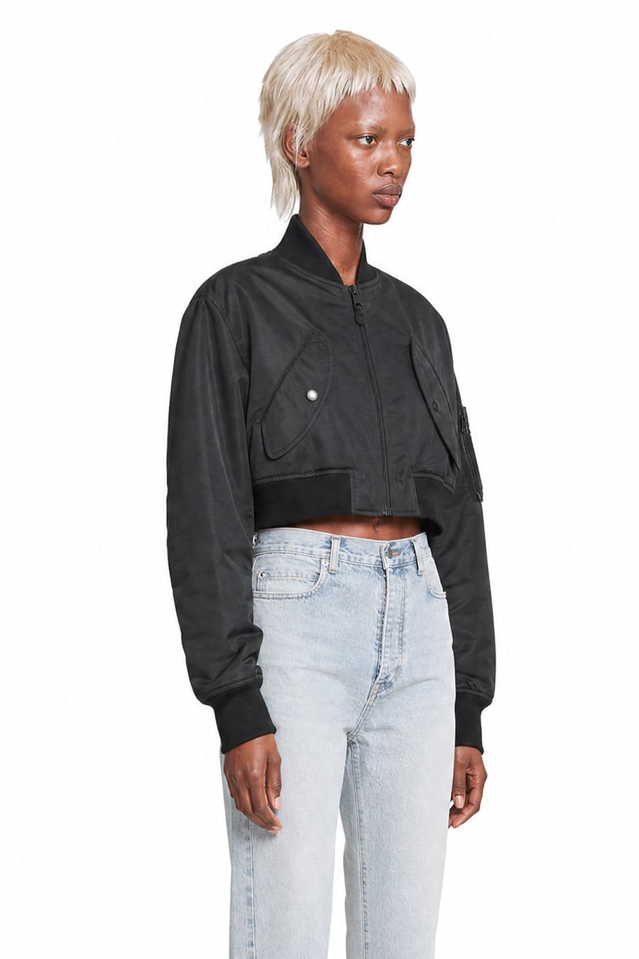 Balenciaga Cropped Bomber in Technical Faille, view 3