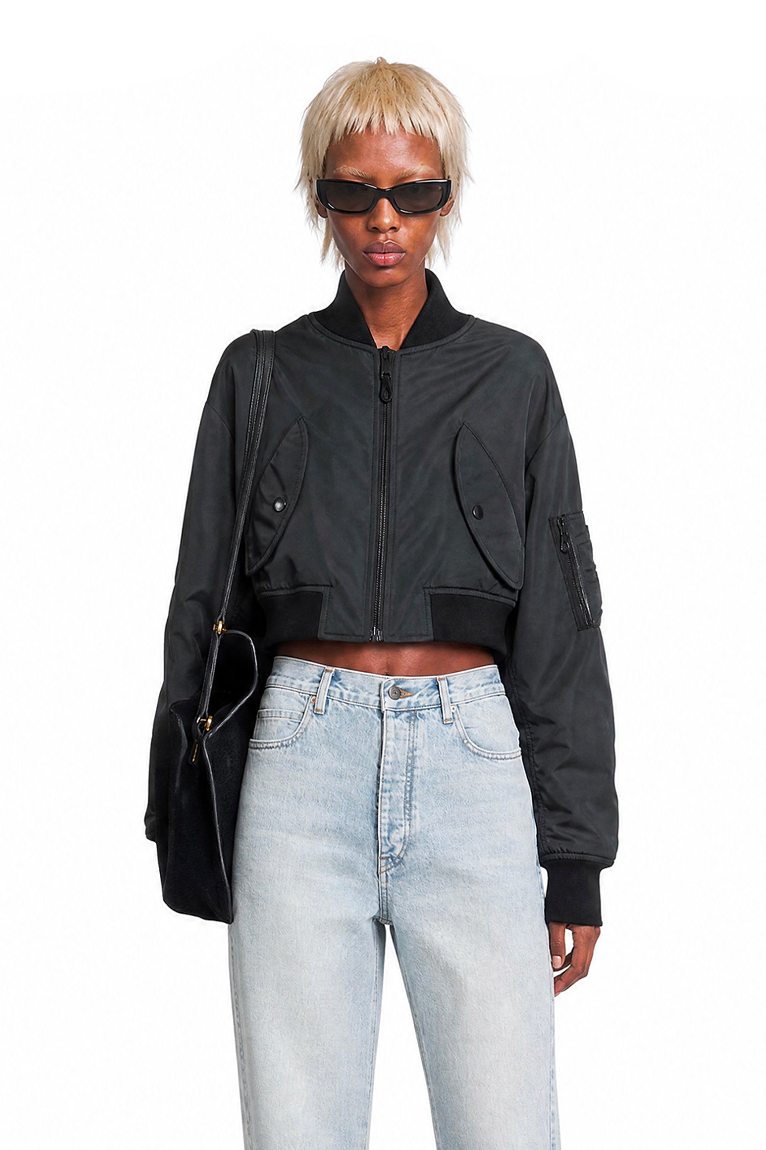 Balenciaga Cropped Bomber in Technical Faille