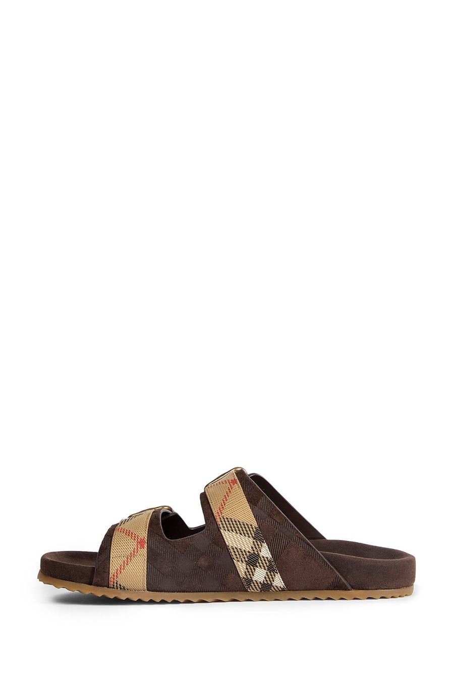 Burberry Double Bouckle Checked Sandals, view 4