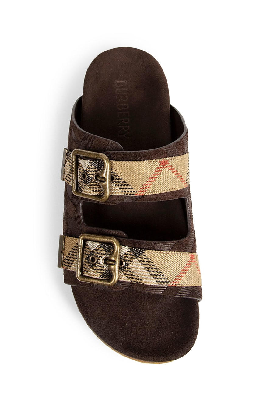 Burberry Double Bouckle Checked Sandals, view 5