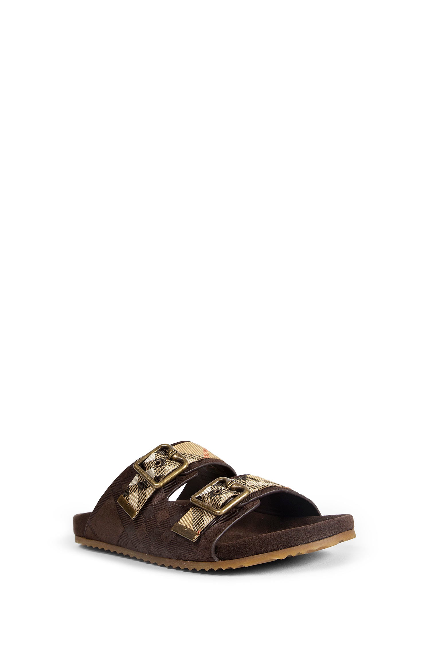 Burberry Double Bouckle Checked Sandals, view 2