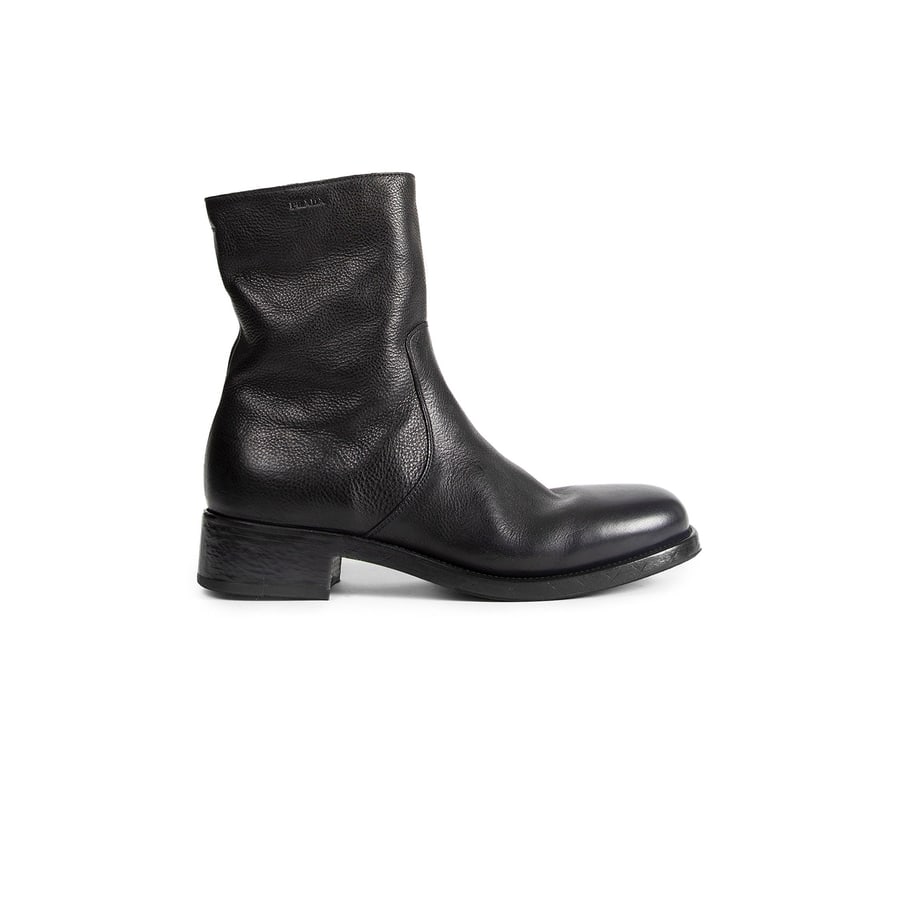 Prada Leather Zipper Ankle Boots, view 8