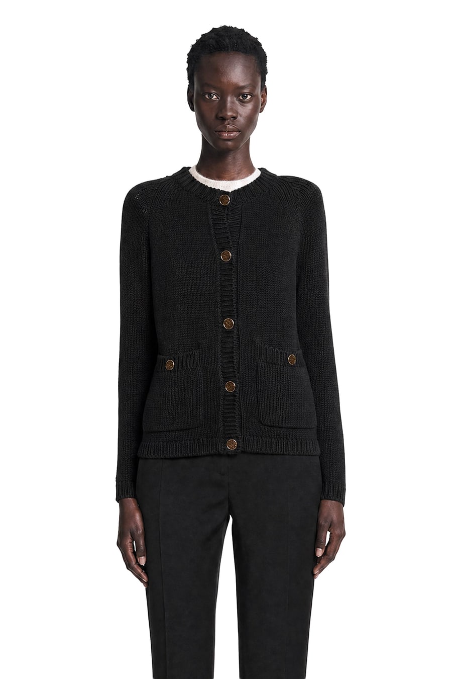 Toteme Hammered Button Cotton Cardigan, view 2