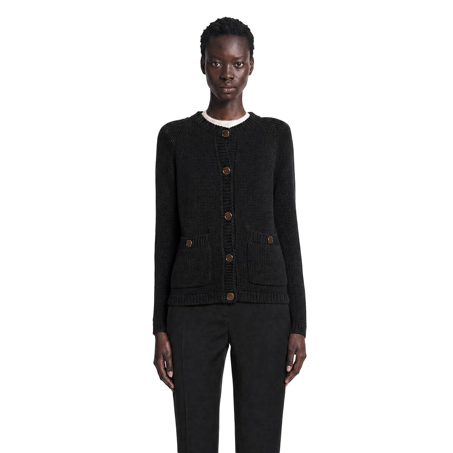Toteme Hammered Button Cotton Cardigan, view 6
