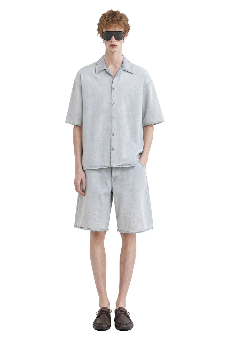 Loewe Anagram Shorts in Denim, view 5