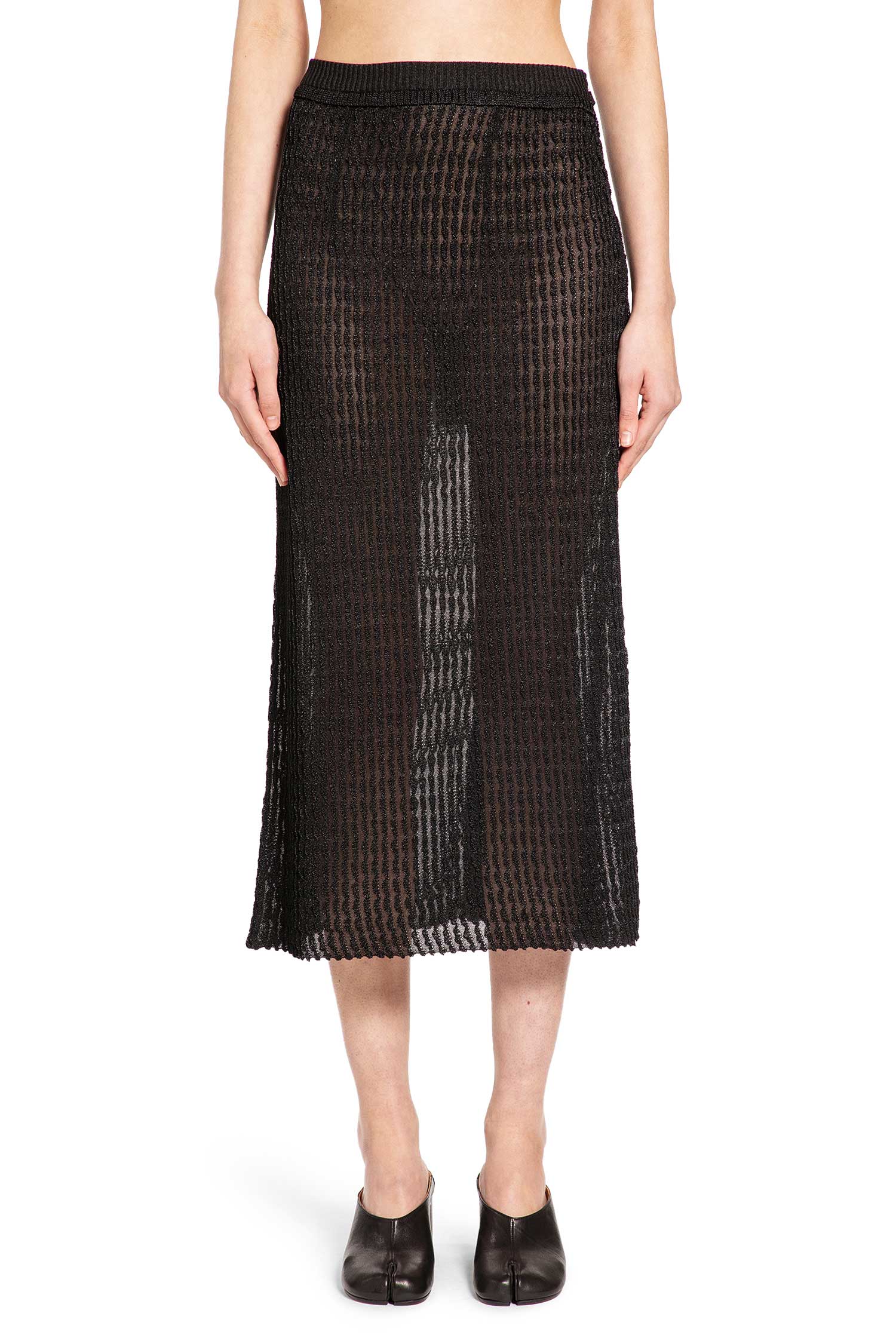 Maison Margiela Ribbed-Knit Midi Skirt, view 2