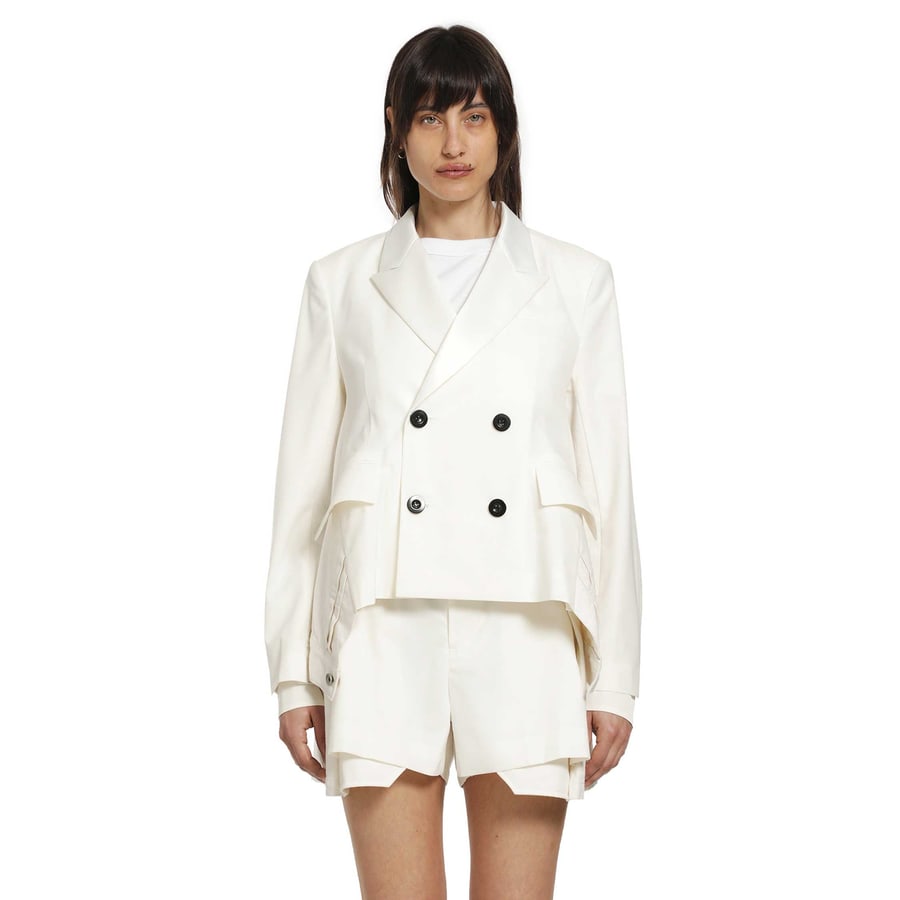 SACAI Wool Suiting x Denim Blazer, view 7