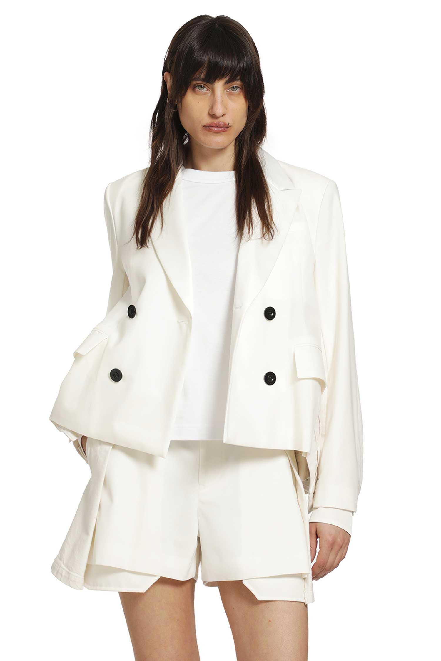 SACAI Wool Suiting x Denim Blazer