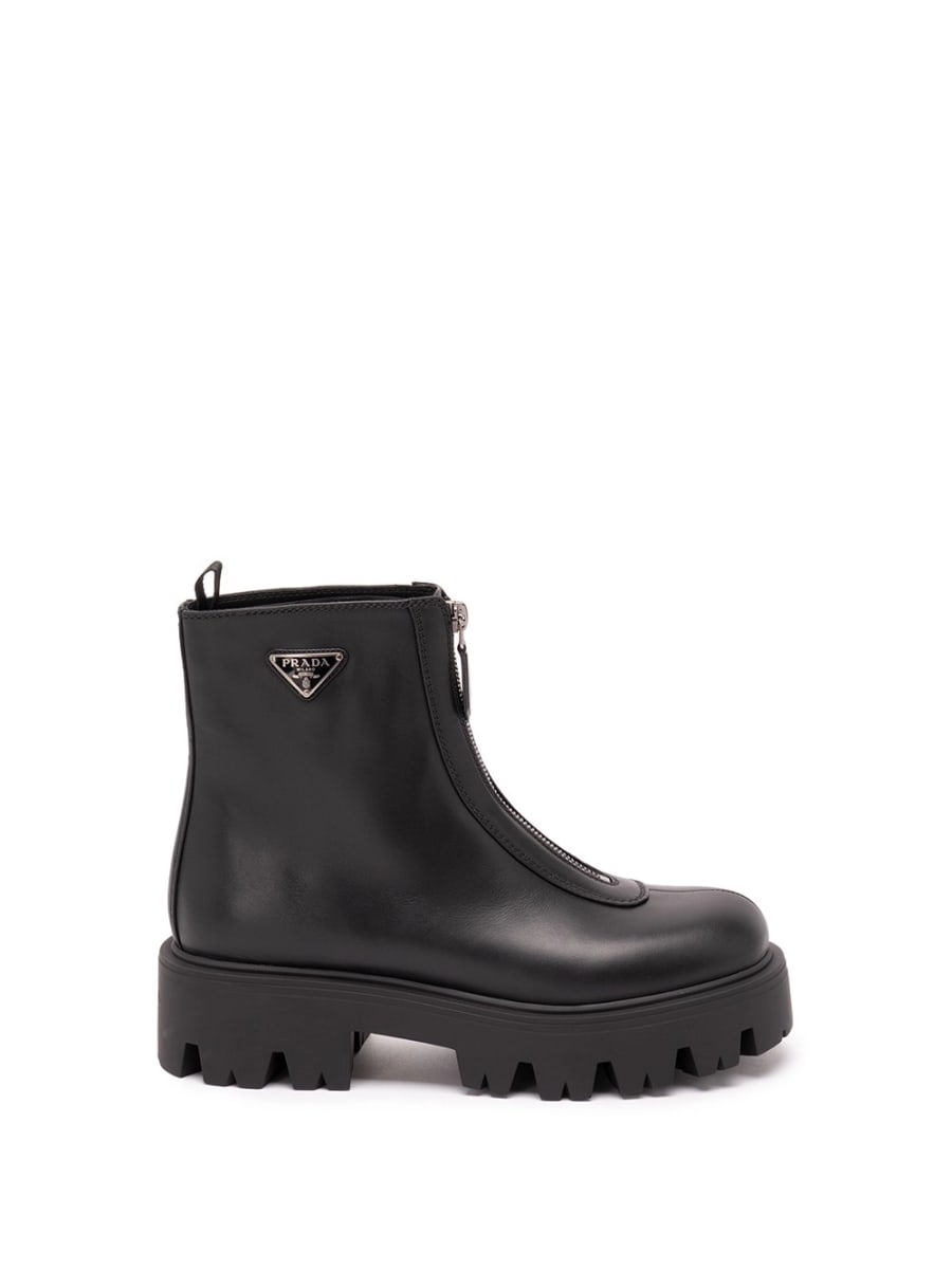 Prada Leather Zipper Booties